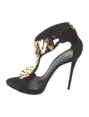 Sandalias GIUSEPPE ZANOTTI Negro Gamuza Lentejuelas Correa en T Talla 9 IT 39 Buen Estado Foto 1 de 4