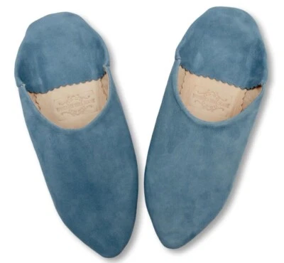 ZAPATILLAS BABOUCHE PUNTIAGUDAS DE GAMUZA DE CUERO MARROQUÍ PARA MUJER **TARIFAS PAGADAS** Foto 1 de 4