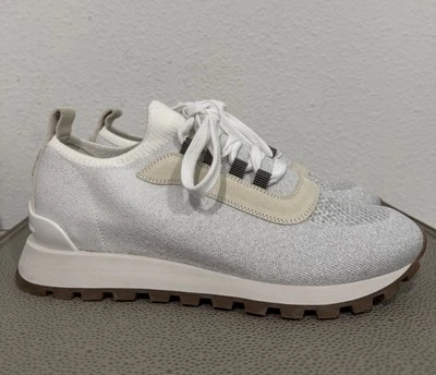 Zapatillas Brunello Cucinelli Monilli Blanco Tejido Gamuza Talla 40 $1095 Foto 1 de 4