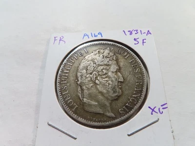 A169 Francia 1831-A Plata 5 Francos XF Foto 1 de 2