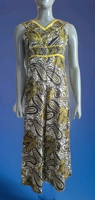 Mono Norman Vintage Años 60 Marrón Dorado Paisley Ropa de Salón Pequeño Foto 1 de 4