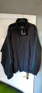 Proquip Jacke Herren schwarz blau Paspel Golf Windbreaker Mantel Full Zip 2XL Teflon - Bild 1 von 13