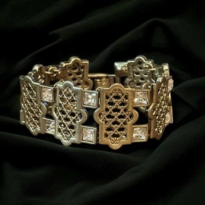 Lia Sophia gold tone filigree link and crystals bracelet - Picture 1 of 6