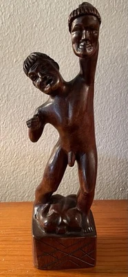 "Estatua de madera tallada con cabeza tribal de colección cazador guerrero cabeza cortada 9""" Foto 1 de 4