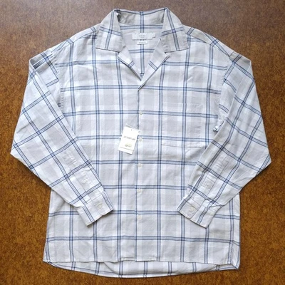 BNWT BEAMS Japan Oversized Check Flannel Camp Collar Shirt White Small - Image 1 of 4