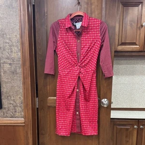 Gretchen Scott Designs Twist & Shout Red Geometric Long Sleeve Dress - Picture 1 of 8