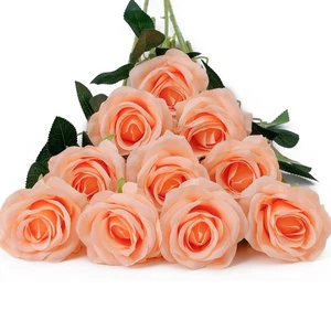 10pcs Fake Roses Artificial Silk Flowers Long Stems Bouquet for Arrangement W... - Picture 1 of 4