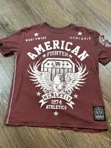 T2J Buckle American Fighter MMA Short Sleeve T-Shirt Graphic Tee Red Youth Small - Picture 1 of 6