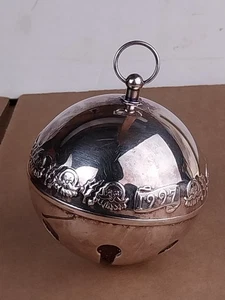 1997 Wallace 27th Year Edition Annual Silver Sleigh Bell Christmas Ornament - Picture 1 of 7