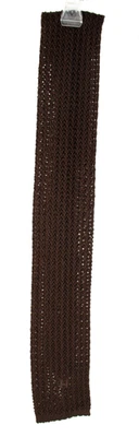 HERMES Bistre Brown Wool Pointelle Knit Square-Tipped Men's Tie - Image 1 of 4