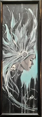 DIOSA GUERRERA CALAVERAS DE METAL PESADO MUNDOS FUTUROS ÓLEO FIRMADO INSCRITO 2012 Foto 1 de 4