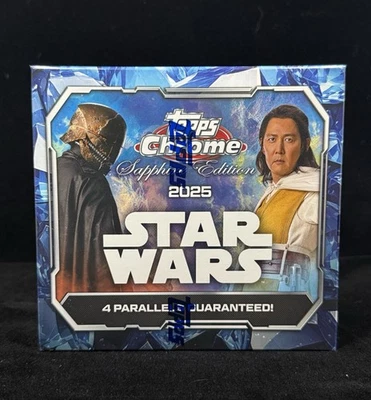 2025 Topps Chrome Sapphire Star Wars Hobby Box Factory Sealed – 4 Parallels Per - Image 1 of 4