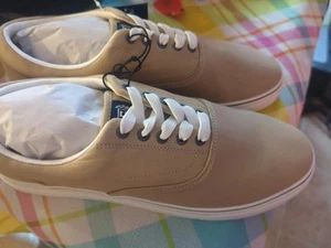 Chaps Canvas Lace up Sz 12 NWT Tan Beige - Picture 1 of 7
