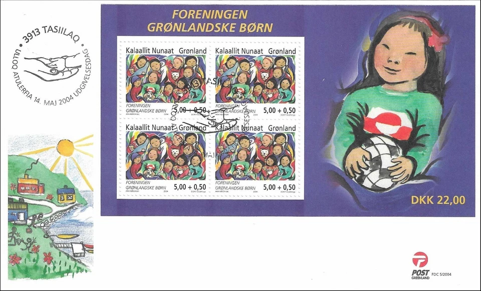 Asociación de Niños Inuit de Groenlandia Groenlandia Dinamarca Hoja FDC 2004 Foto 1 de 1