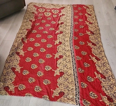 Edredón Kantha nuevo sin etiquetas 88" X 56", multicolor #1, tamaño doble Foto 1 de 2