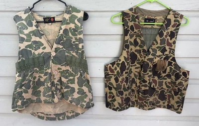 Lot Of 2 Vintage 1970s 80s Duck Camo Hunting Vests M,L Bullseye Bill Redhead - Image 1 of 4
