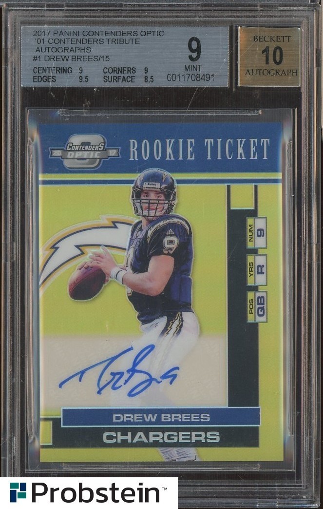 ドリュー ブリーズ　DREW BREES　直筆サインカード　AUTO　NFL Goldin