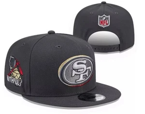 Casquette snapback noire San Francisco 49ers logo brodé NFL Flat Bill réglable - Photo 1/2
