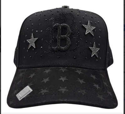 Modern Elegant Big Boss "B" Hat with Jeweled Star Studded Embellishments - Image 1 of 4
