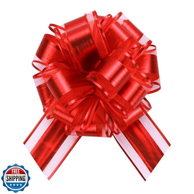 6 PÇS 6 polegadas organza vermelha arcos de puxar - Perfeito para embrulho de presente, decoração de casamento - Imagem 1 de 4