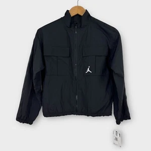 Jordan Nike Big Girl’s Size Large Black Jumpman Woven Nylon Logo Taping Jacket - Picture 1 of 7