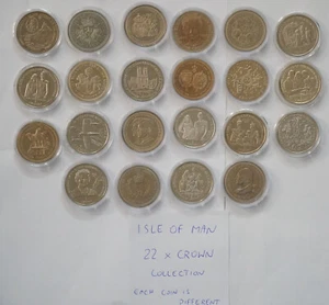 ISLE OF MAN 22x ONE 1 CROWN COIN collection set bundle rare scarce - Picture 1 of 2
