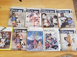 vtg  LOT McCalls simplicity Doll Plush Craft Sewing Pattern dolls bears raggedy - Picture 1 of 10