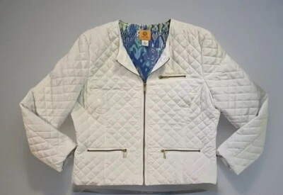RUBY RED Quilted Lightweight JKT, Full Zip, Zip Pockets, Wms Sz.16, Ivory  - Image 1 of 4