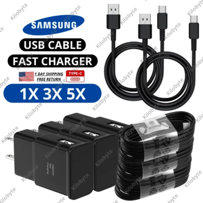 Fast Charger Wall Power Adapter USB Type C Phone Charge Cable For Samsung Galaxy - Image 1 of 4