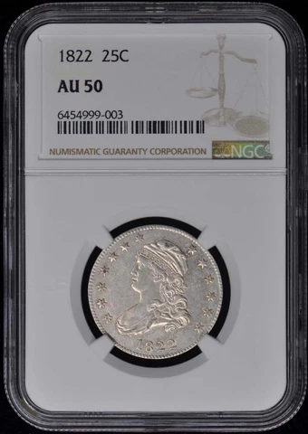 1822 Capped Bust, Large Size Quarter 25C NGC AU50 Cover
