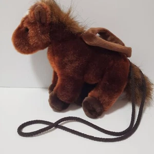 Aurora Plush Pony Horse Purse Stuffed Animal Hand Shoulder Strap Brown Gift - Picture 1 of 9