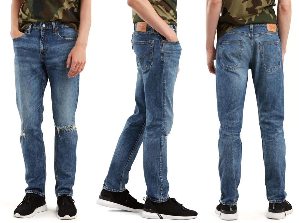 Mens Levi's 502 Regular Taper Stretch Jeans 38x32 Med Ripped Knee