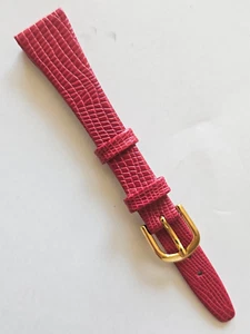16 mm - rotes Eidechsenmuster Stil Leder Uhrenarmband - (goldene Schnalle) - Bild 1 von 4