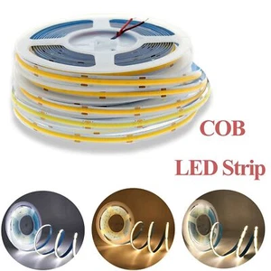 8m COB LED Strip Light High Density Flexible DC12V/24V White Warm Tape 320LEDs/m - Picture 1 of 18