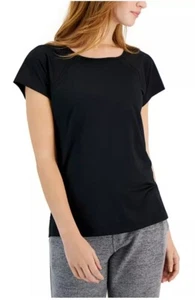 ID Ideology Women's Textured Short Sleeve T-Shirt Deep Black XS - Picture 1 of 6