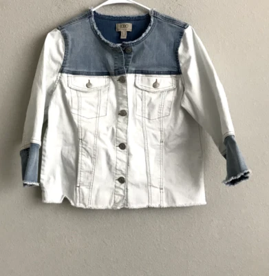 Chaqueta de mezclilla recortada LOGO by Lori Goldstein - blanca (talla 4) a600860 -- Foto 1 de 4