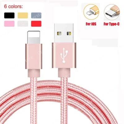 1M USB Data Charger Charging Cable fit for iPhone 7 8 X 11 Samsung Type-C - Image 1 of 4