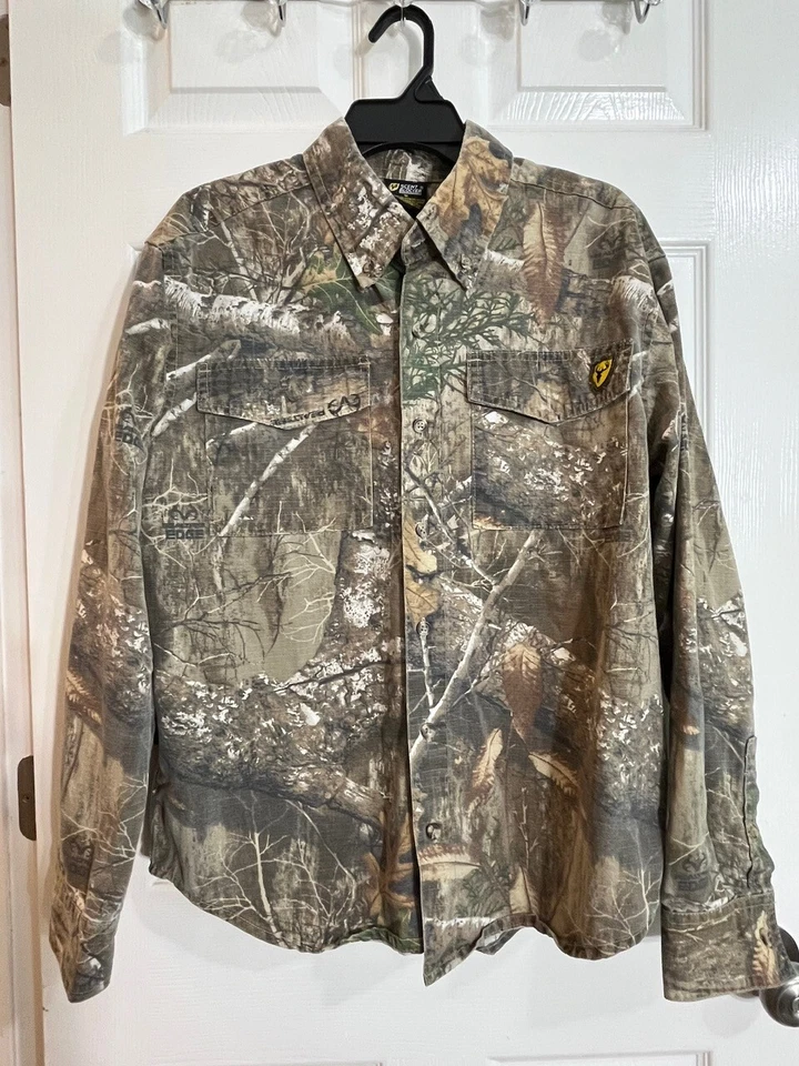 Camisa de caça camuflada ScentBlocker masculina M S3 borda de árvore real manga longa botão para baixo - Imagem 1 de 4