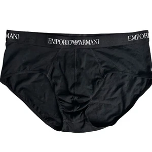 NWOT Emporio Armani Mens Black Cotton Brief Underwear Nero Size XL - Picture 1 of 3