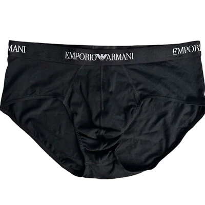 NUEVO SIN ETIQUETAS Emporio Armani Hombres Negro Algodón Calzoncillo Ropa Interior Nero Talla XL Foto 1 de 3