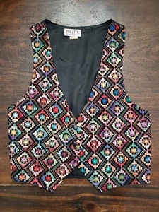 Vintage Clothing Vest Women's Medium Brand - Prezzia VTG USA Made Boho Gypsy - Picture 1 of 11