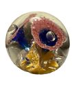Vintage Art Glass Paperweight Trumpet Plant Bubbles Round Murano Style