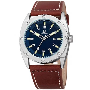Men's Joshua & Sons JX120BU Quartz Movement Date Genuine Leather Strap Watch - Picture 1 of 4