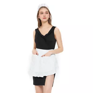 Maid Waist Apron with Headband for Women, Ruffles Half Apron, For Party Dress Up - Picture 1 of 12