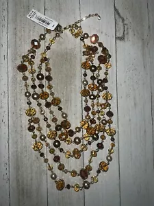 Vintage Carolee Bernsteingold schillernd facettiert Perlen Multistrang Halskette - Bild 1 von 5