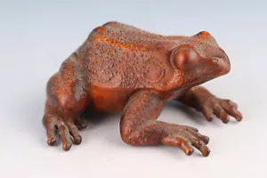 japonés Netsuke boj rana artesanal estatua mesa decoración té mascota - Imagen 1 de 7