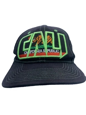 CALI Spell Out Hat Cap Trucker Baseball Black Neon Bear Green Camouflage Logo  - Image 1 of 4