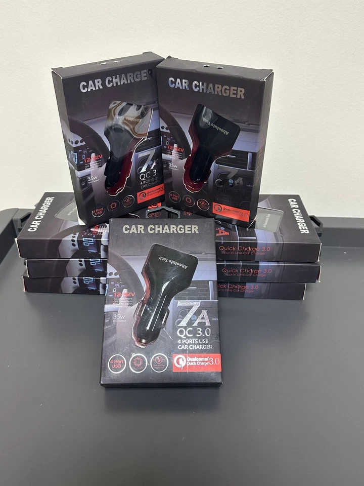 Venta al por mayor de 9 cargadores de coche 4 puertos USB rápido 3.0 adaptador para iPhone iPad Samsung Foto 1 de 4