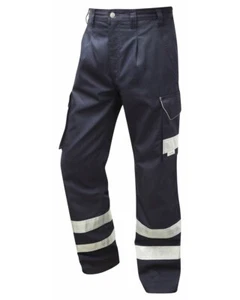 Leo Ilfracombe Herren marineblau reflektierende Polycotton Cargo Arbeitshose - Bild 1 von 2