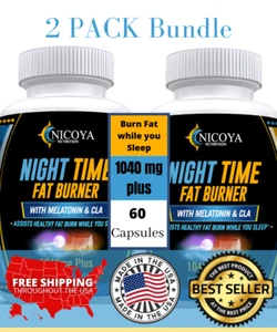 Night Time Fat Burner 1040MG+ Weight Loss, Mood & Sleep w/Ashwagandha & CLA 2 PK - Picture 1 of 9